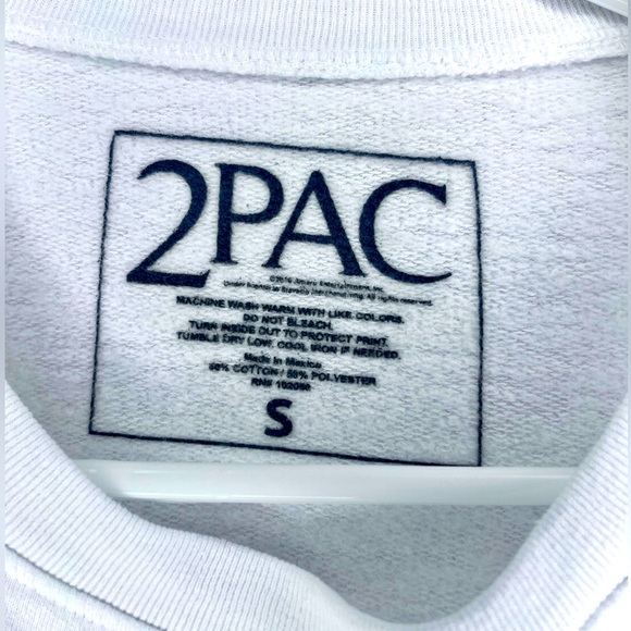 White Tupac Graphic Cropped Sweatshirt - Picture 3 of 4